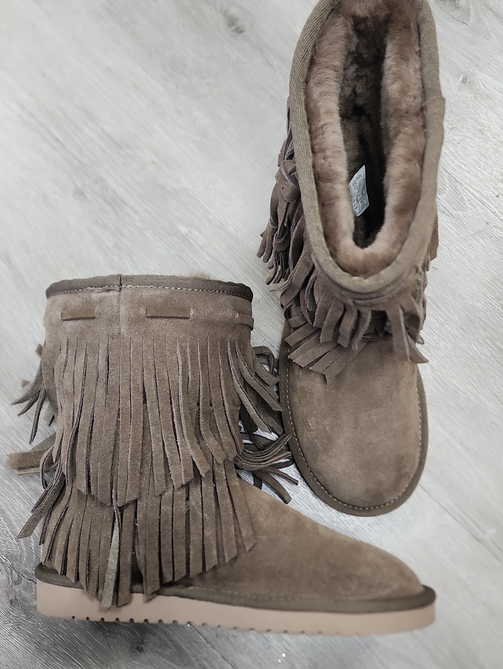Koolaburra Suede Fringe Moccasin Boots - Brown